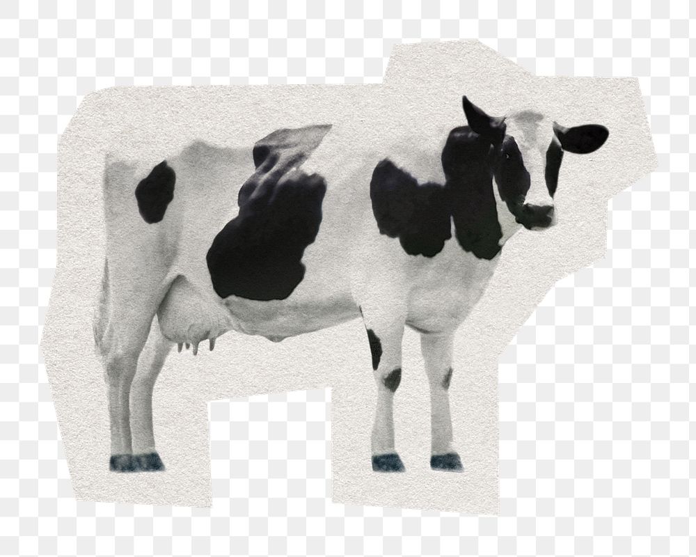 Cow png farm sticker, paper cut on transparent background