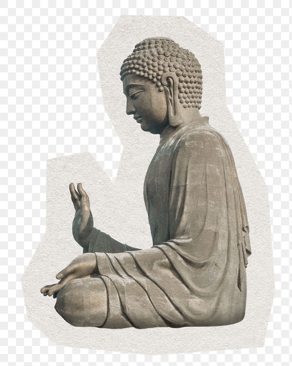 Buddha statue png sticker, paper cut on transparent background