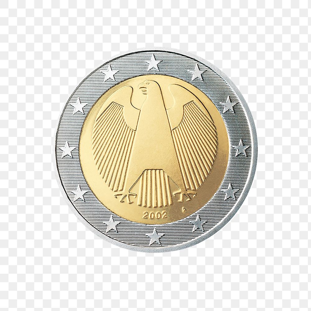 Germany 2 Euro coin png, transparent background