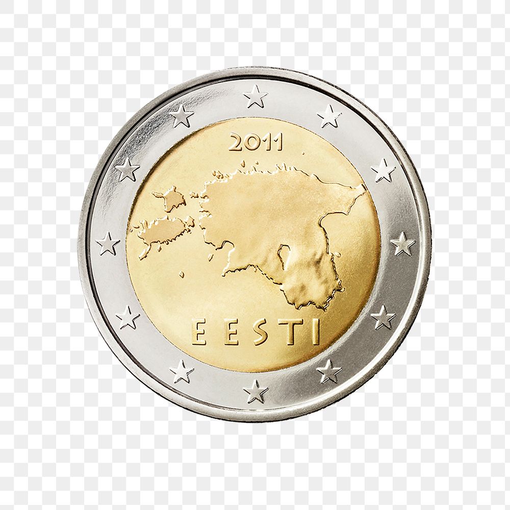 Estonia 2 Euro coin png, transparent background