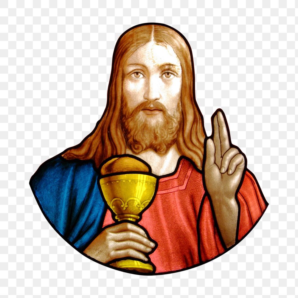 Jesus holding goblet png sticker, transparent background