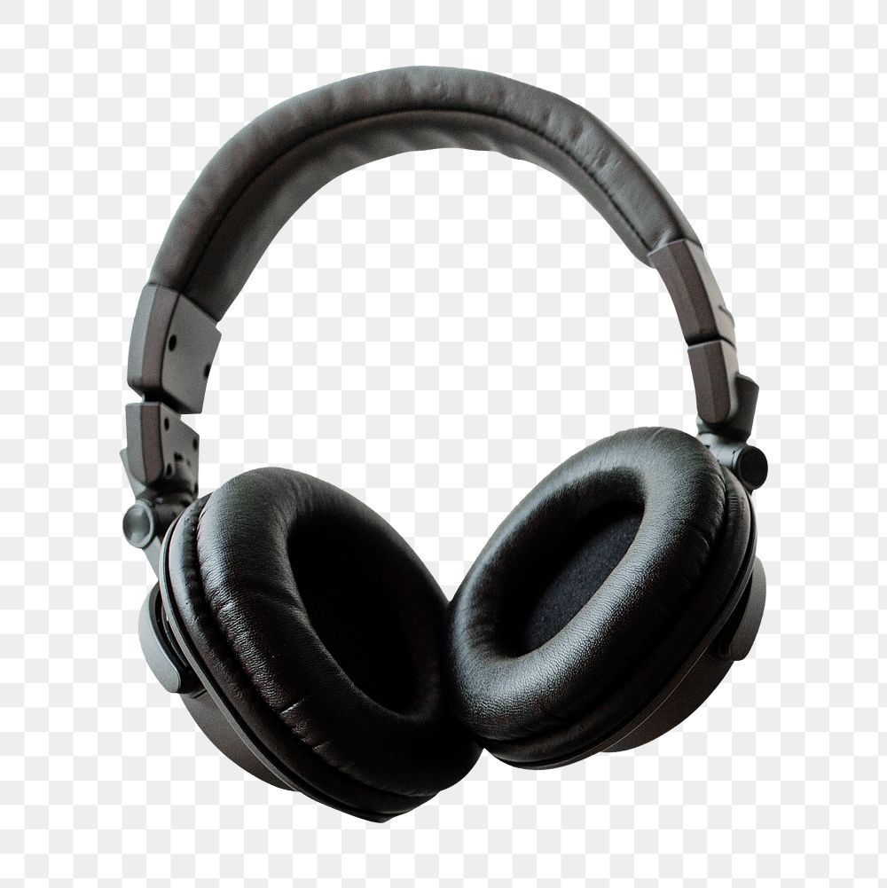 PNG Black headphones, collage element, transparent background