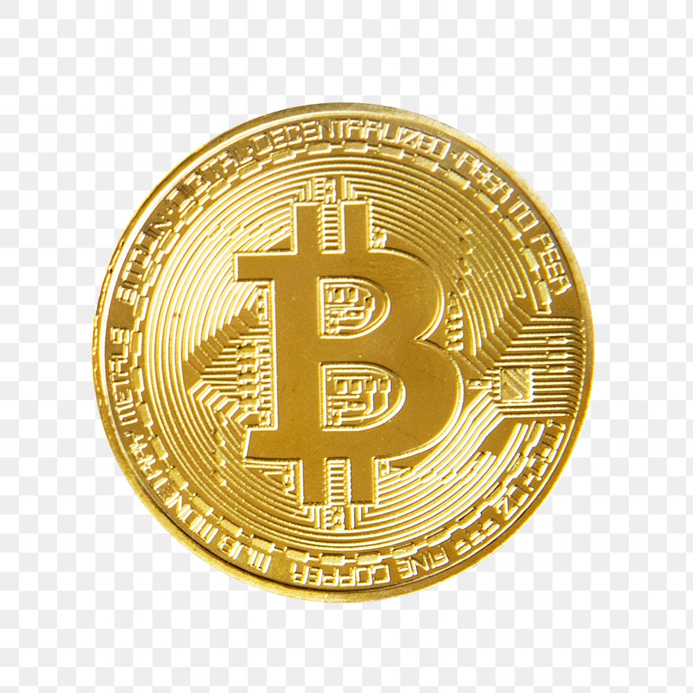 Gold bitcoin png cryptocurrency sticker, transparent background