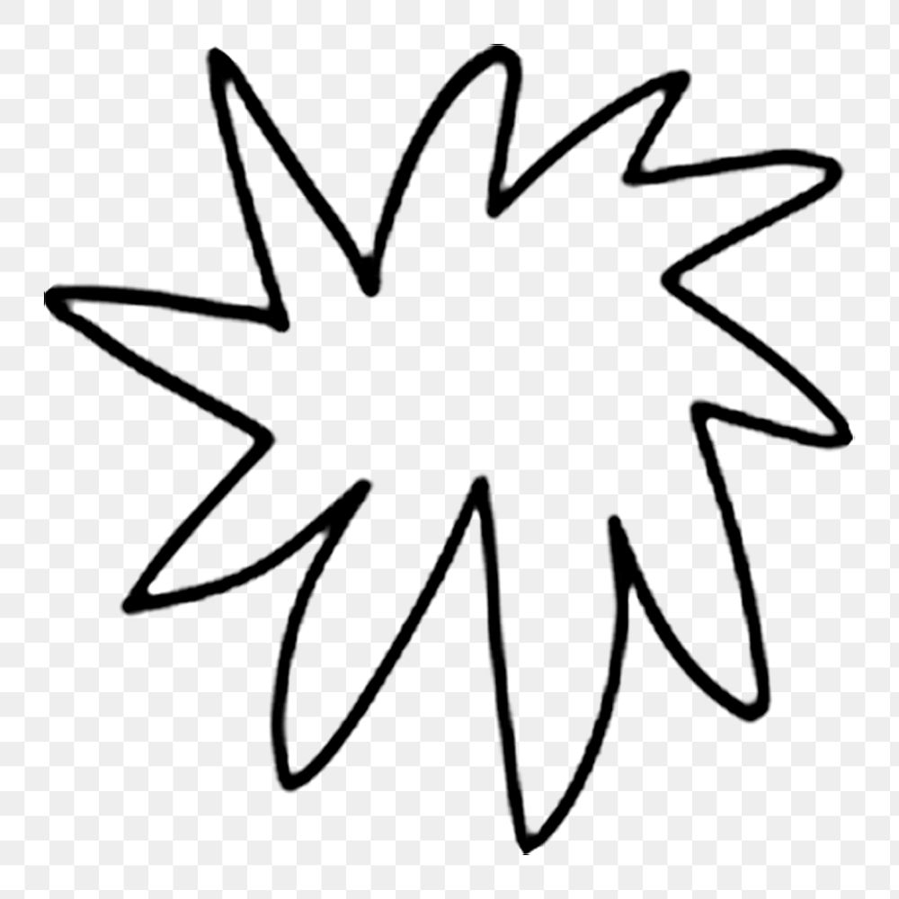 Starburst doodle element png, transparent background