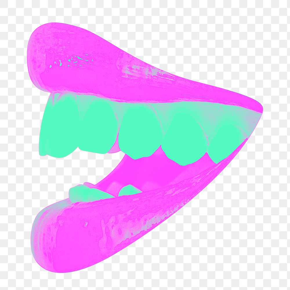 Gossip mouth png green & pink, transparent background