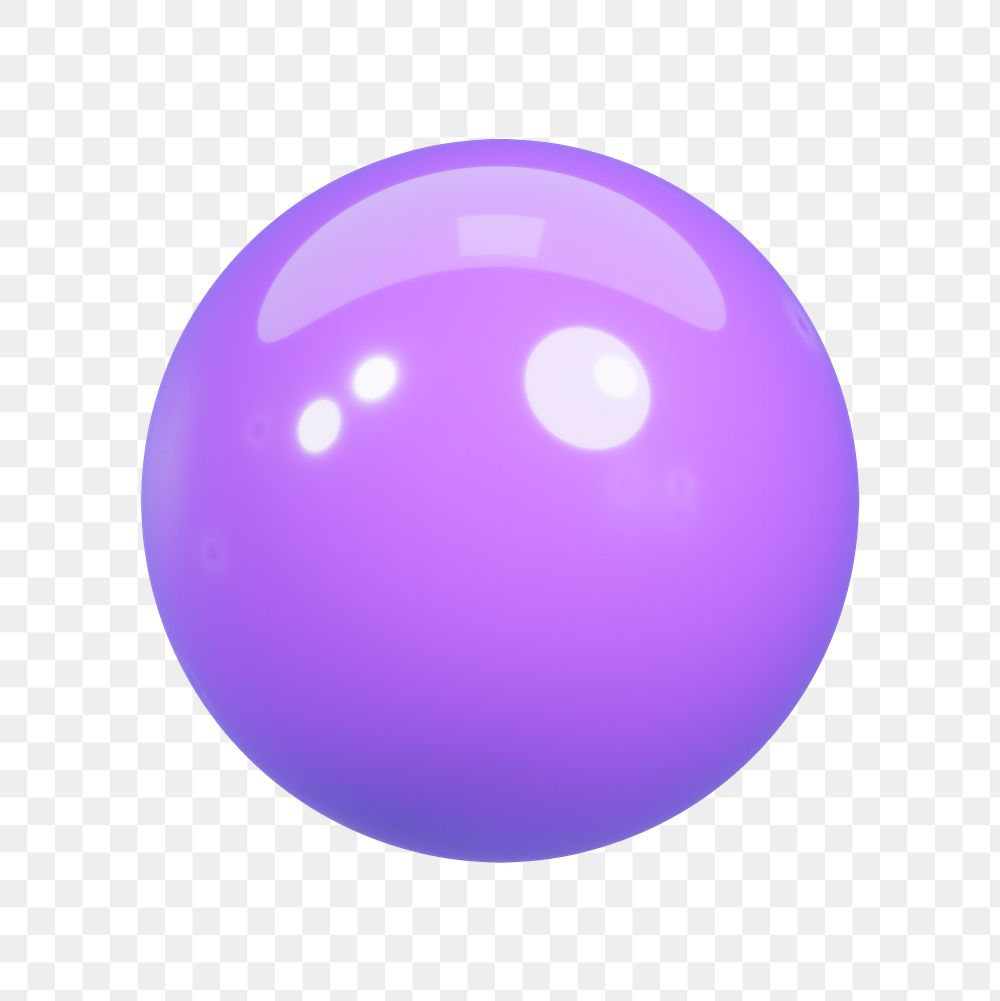 Purple sphere png 3D shape, transparent background