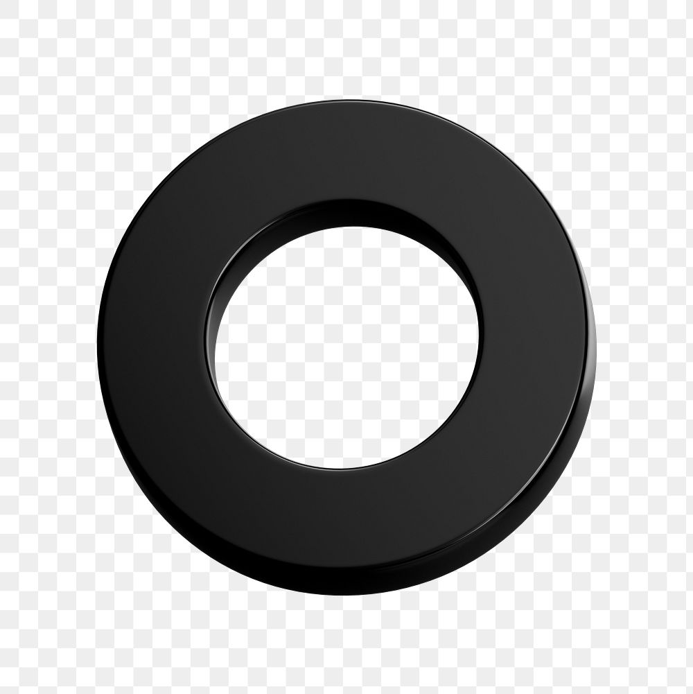 3D black png geometric ring shape, transparent background