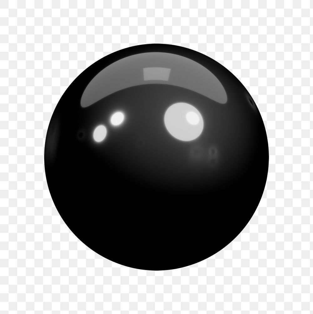 Black sphere png 3D shape, transparent background