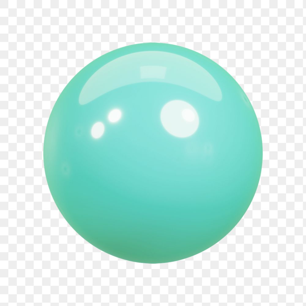 Mint green sphere png 3D shape, transparent background