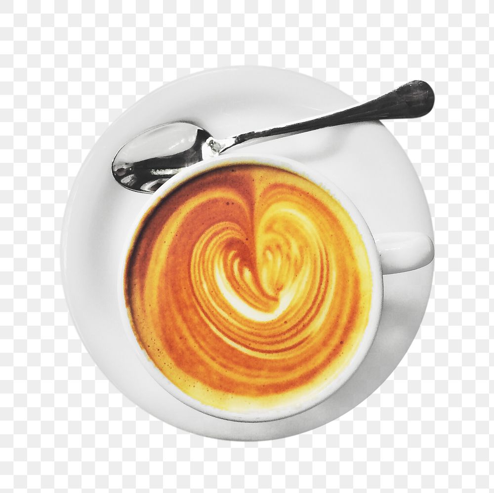 Latter art coffee png, transparent background