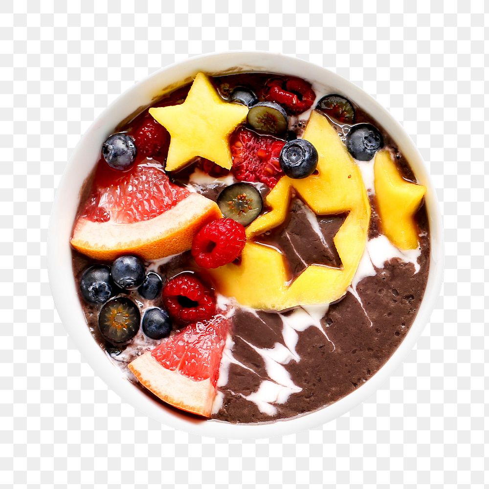 Acai smoothie bowl png sticker, transparent background