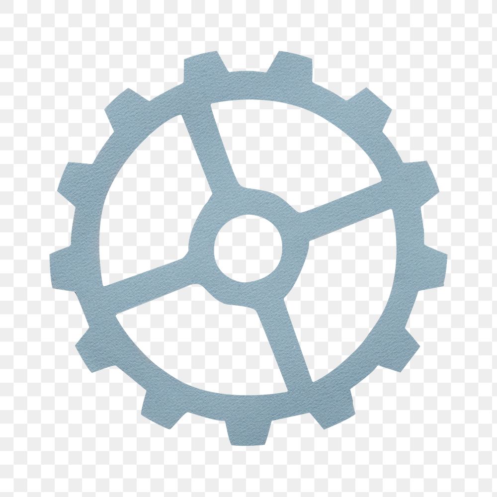 Blue cogwheel png, transparent background