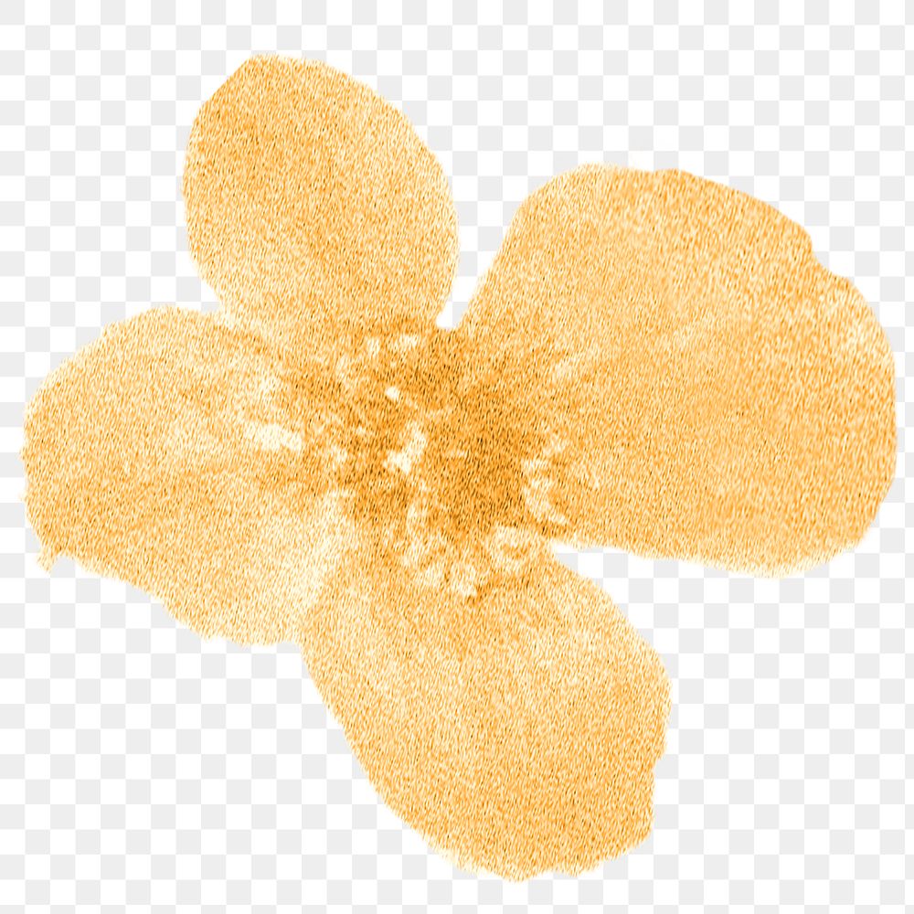 Gold flower png element, transparent background