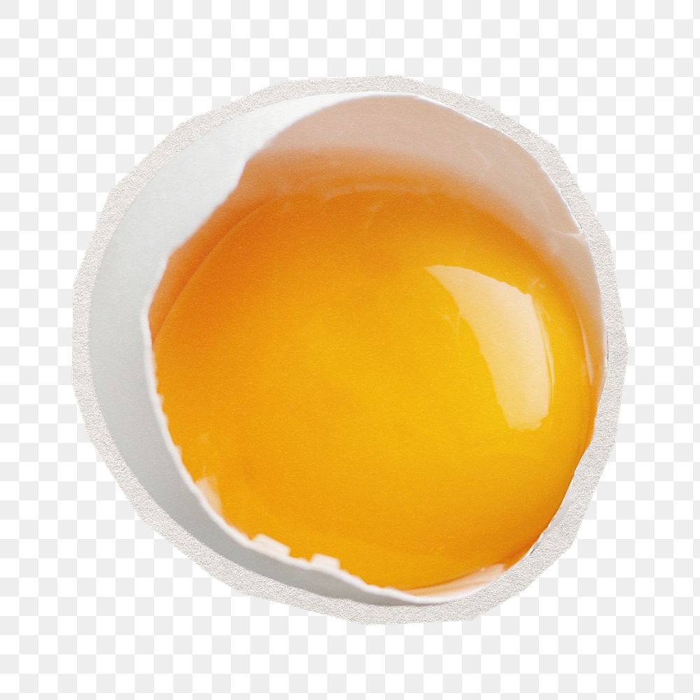 PNG egg yolk food sticker with white border, transparent background