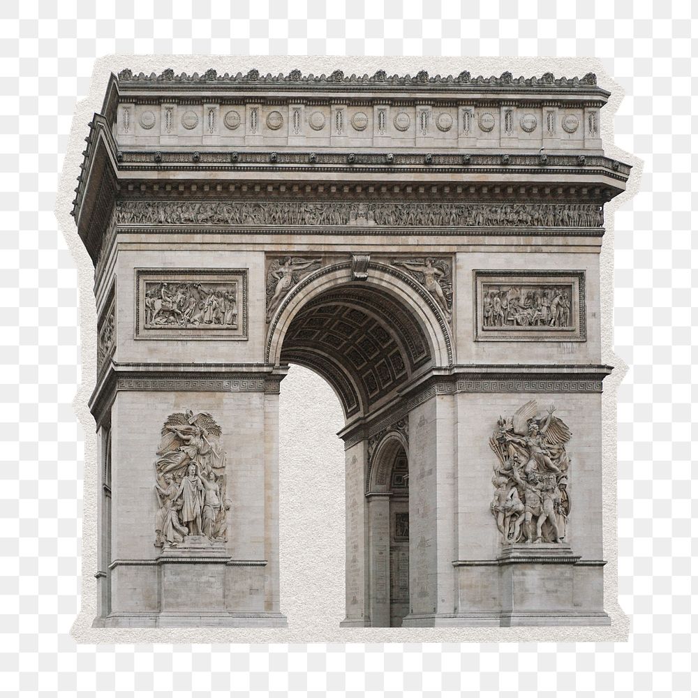 PNG Arc de Triomphe Paris sticker with white border, transparent background