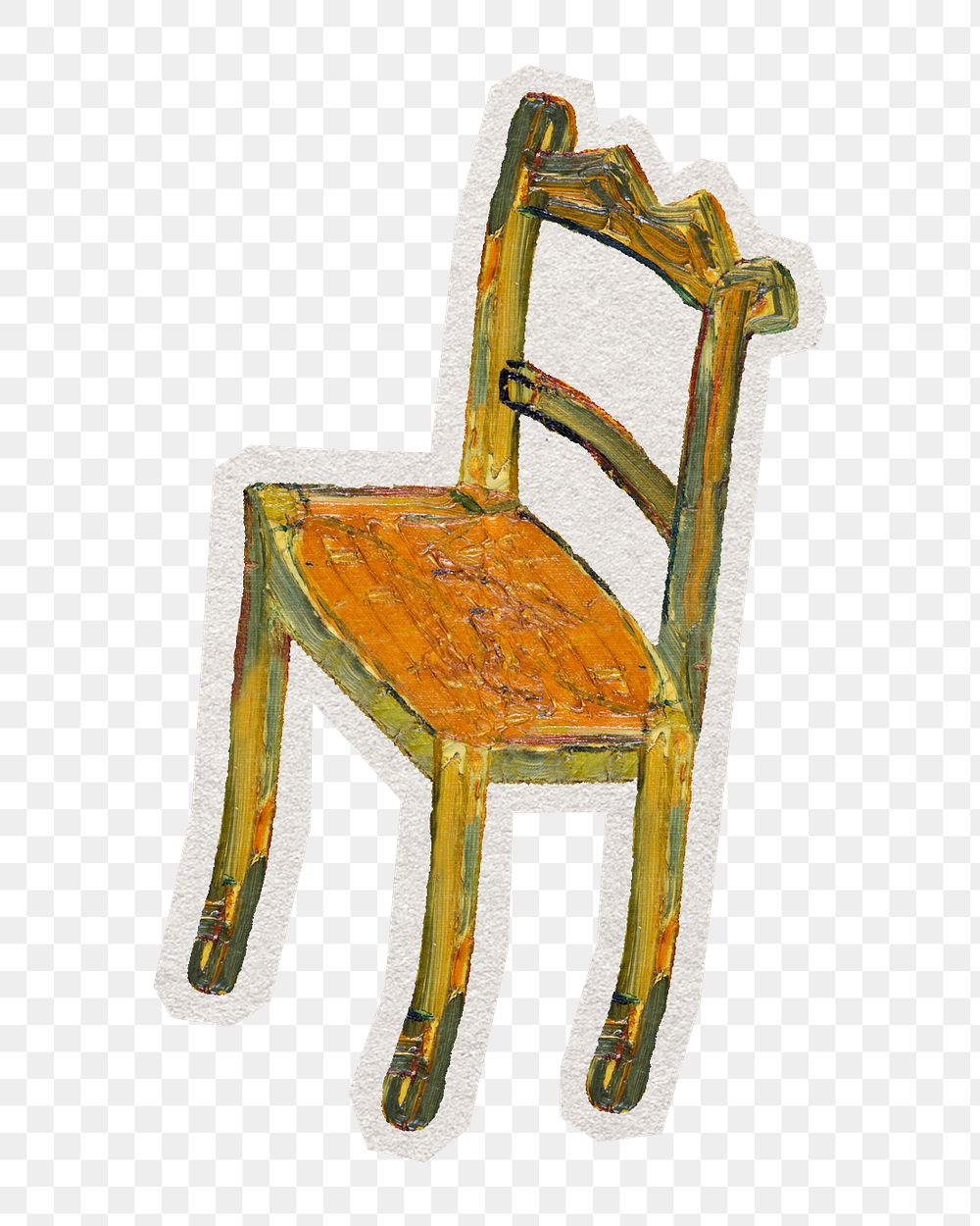 PNG Van Gogh's  chair sticker with white border, transparent background , artwork remixed by rawpixel.