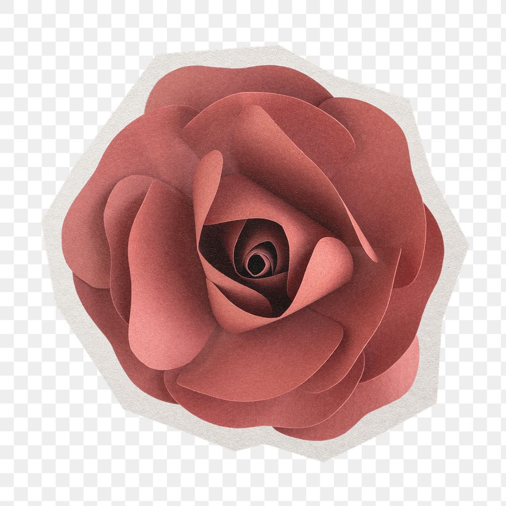 Paper rose png sticker, paper cut on transparent background