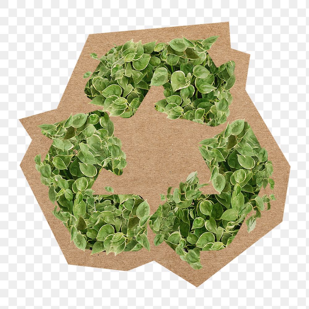 Nature recycling symbol png, cut out paper element, transparent background