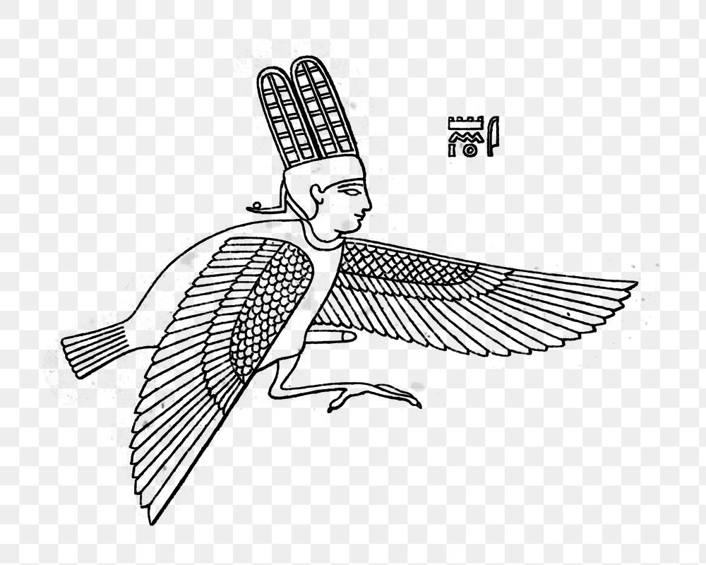 Egypt god png illustration, black and white design on transparent background