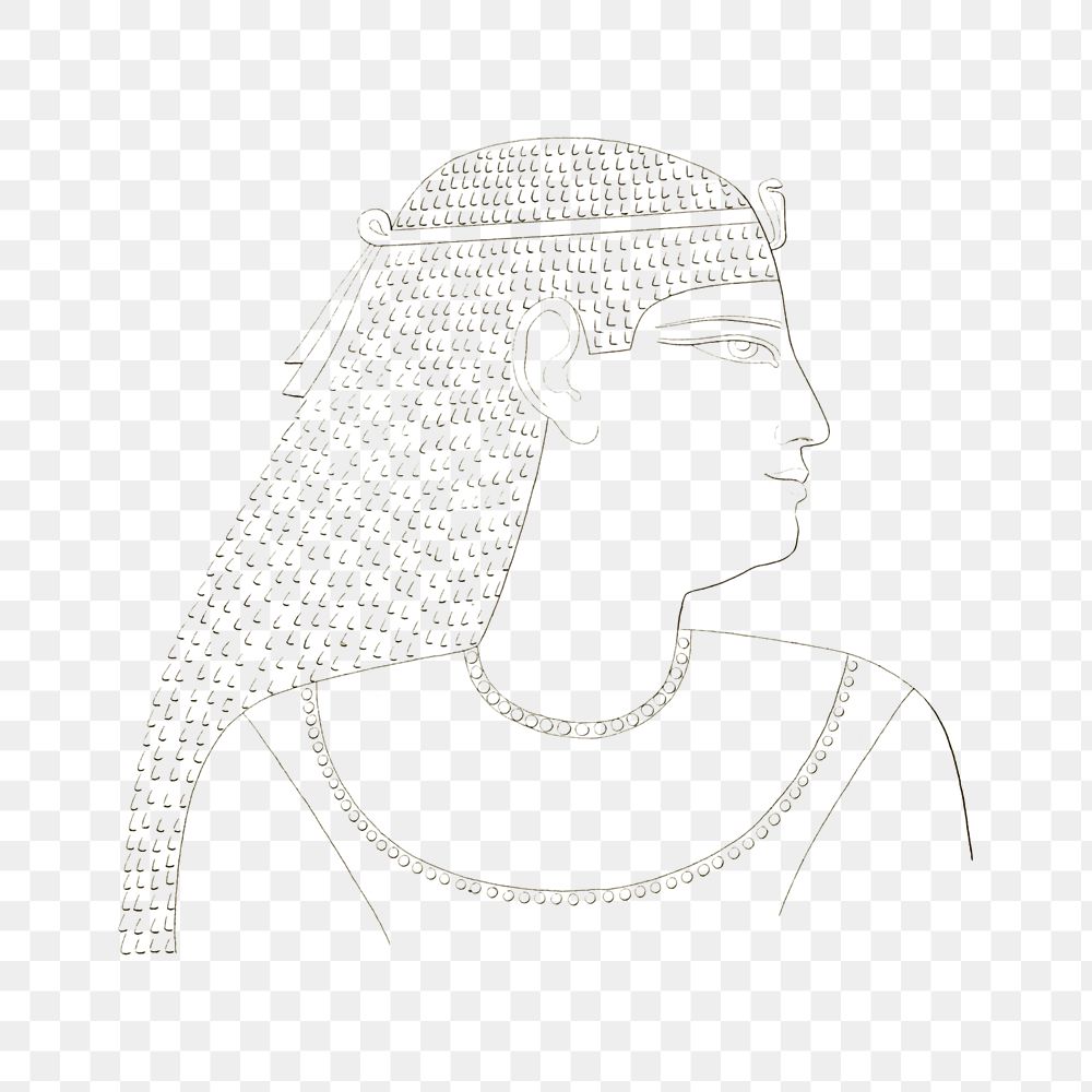 Egypt god png vintage illustration, black line art on transparent background