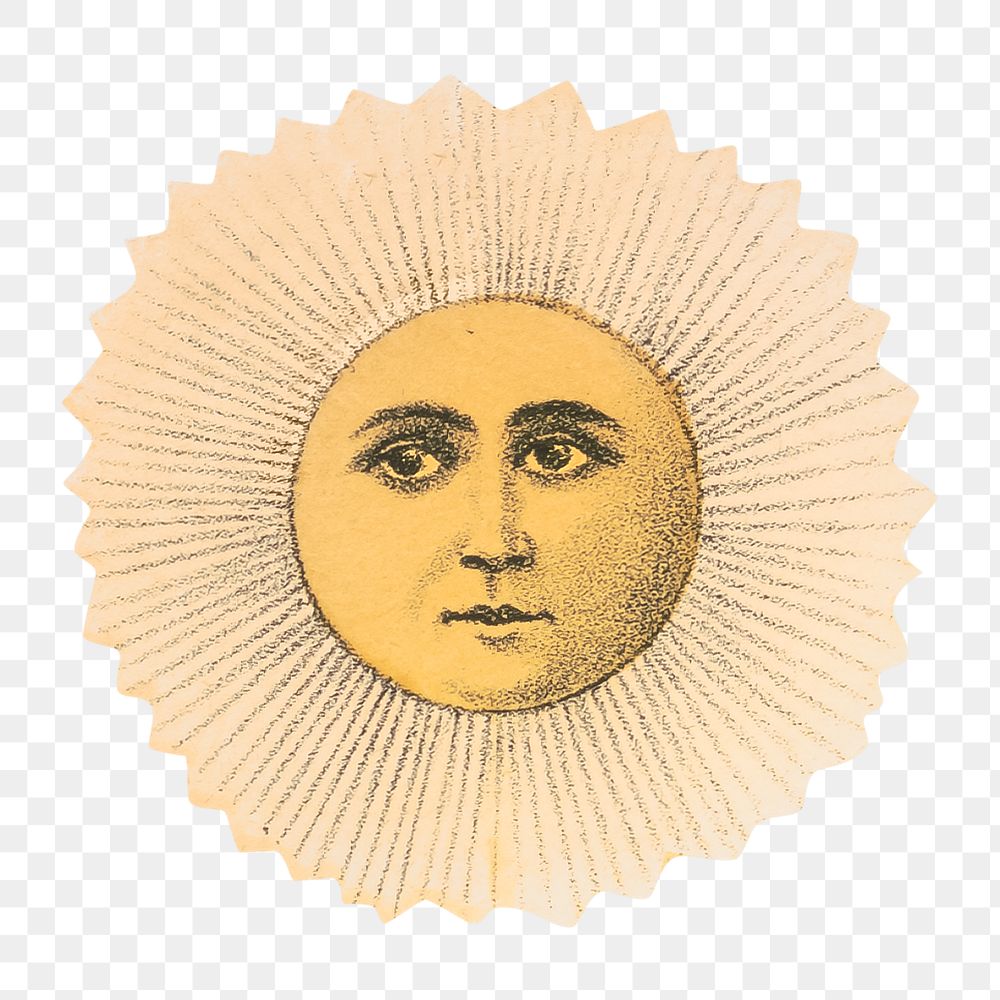Celestial sun png with man's face on transparent background. Remixed by rawpixel.
