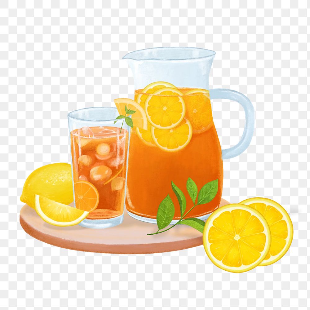 Iced lemon tea png sticker, transparent background