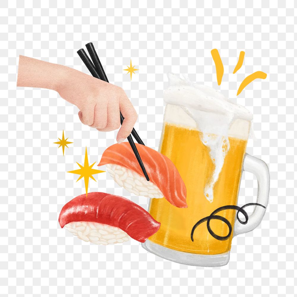 Japanese sushi party png food sticker, transparent background