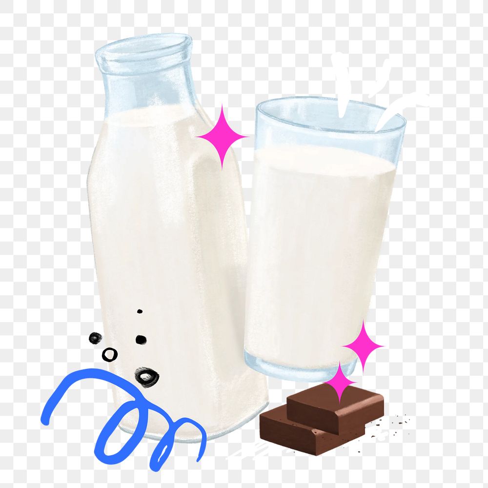 Milk and chocolate png sticker, transparent background