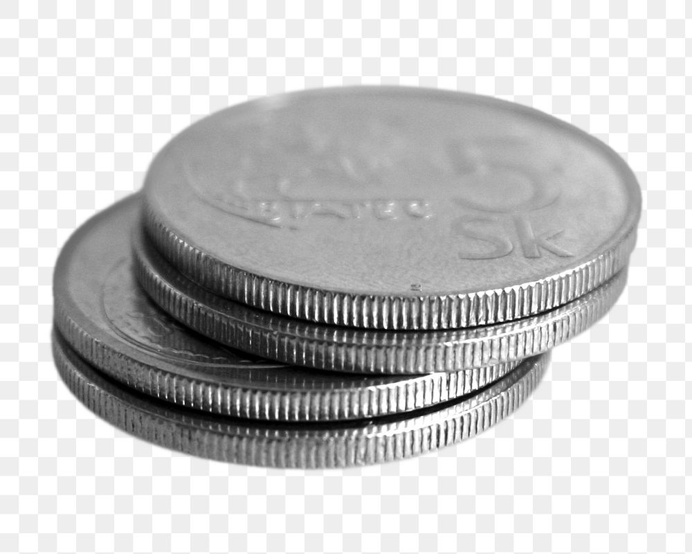 Stacked coins png, isolated object, transparent background