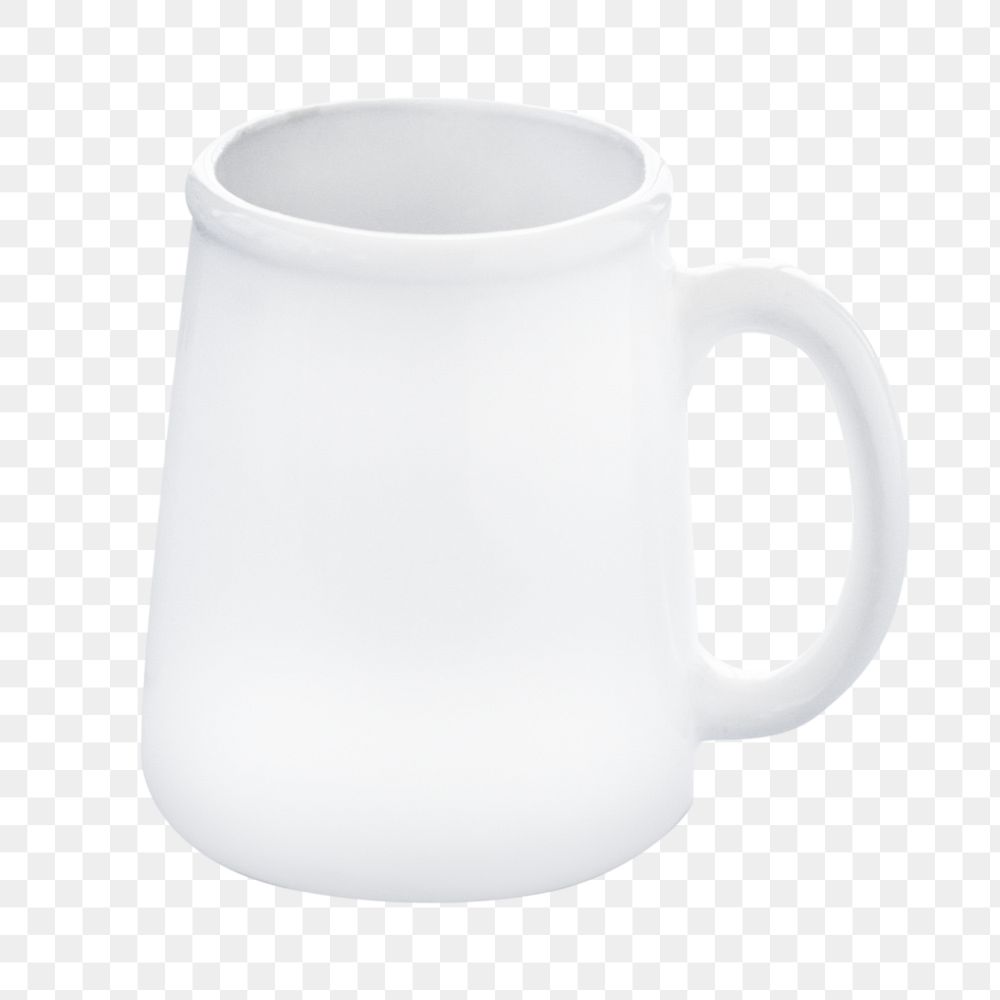 Png white ceramic mug, isolated image, transparent background