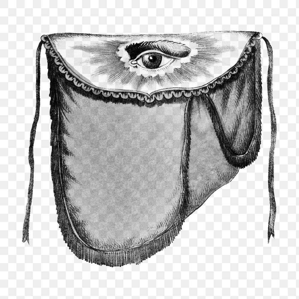 Silk bag png with observing eye, vintage object illustration on transparent background. Remixed by rawpixel.