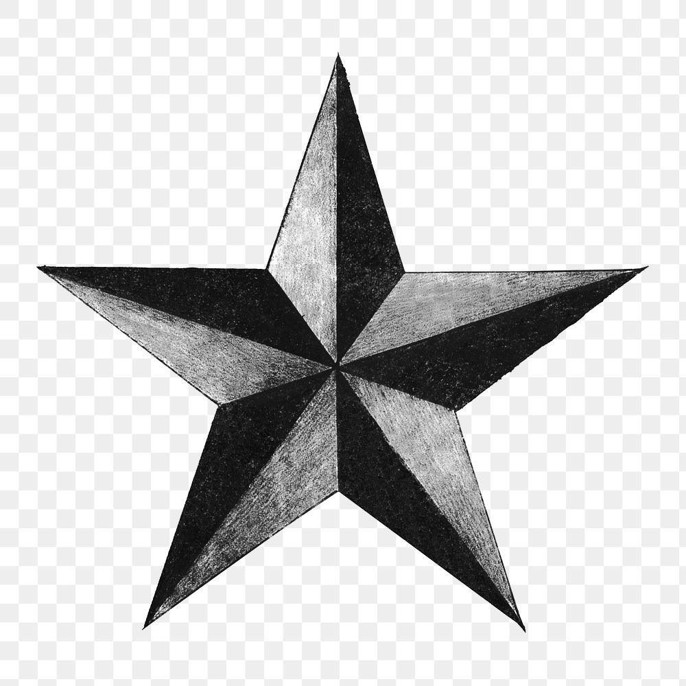 Five-pointed star png, vintage illustration on transparent background. Remixed by rawpixel.