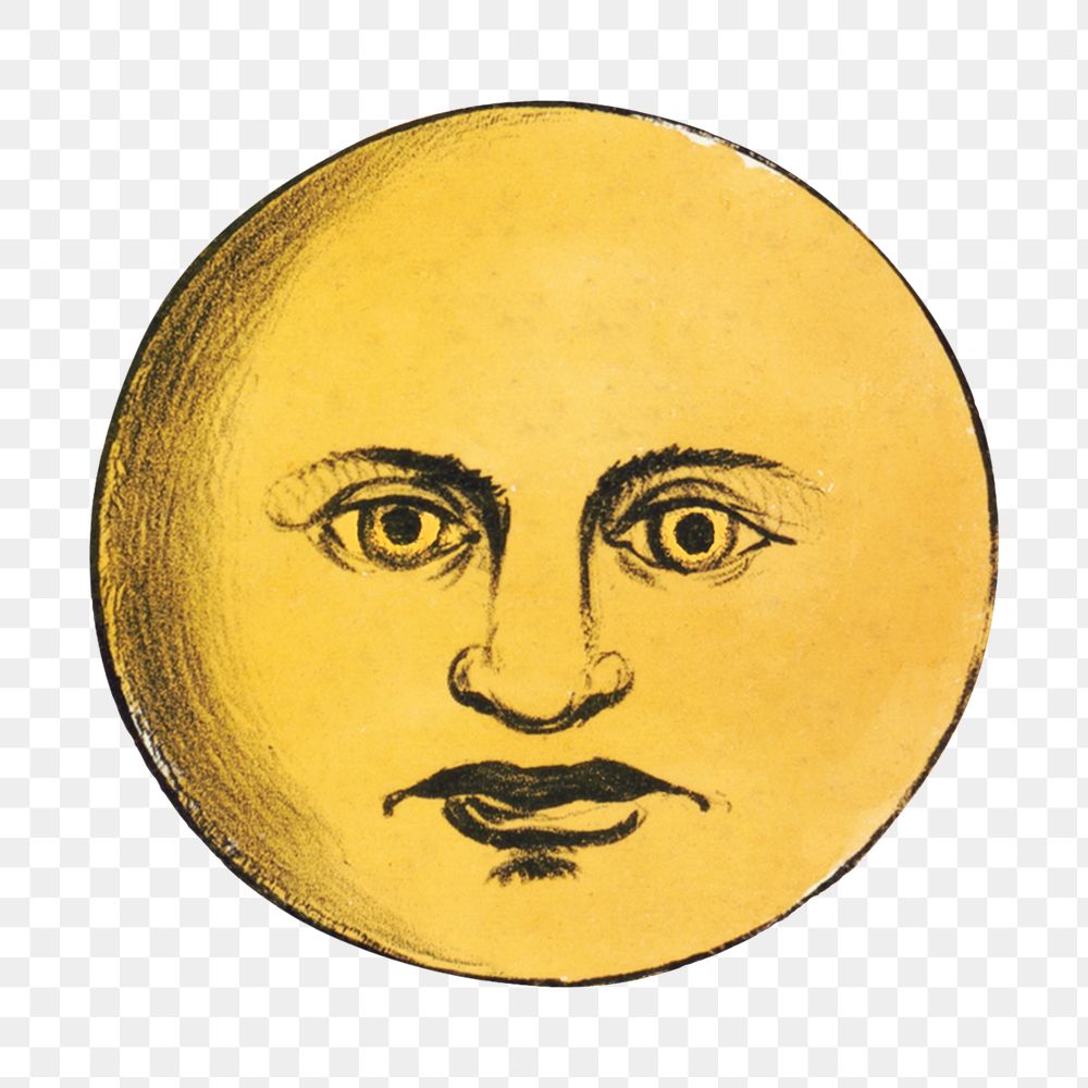 Moon png man's face illustration on transparent background. Remixed by rawpixel.
