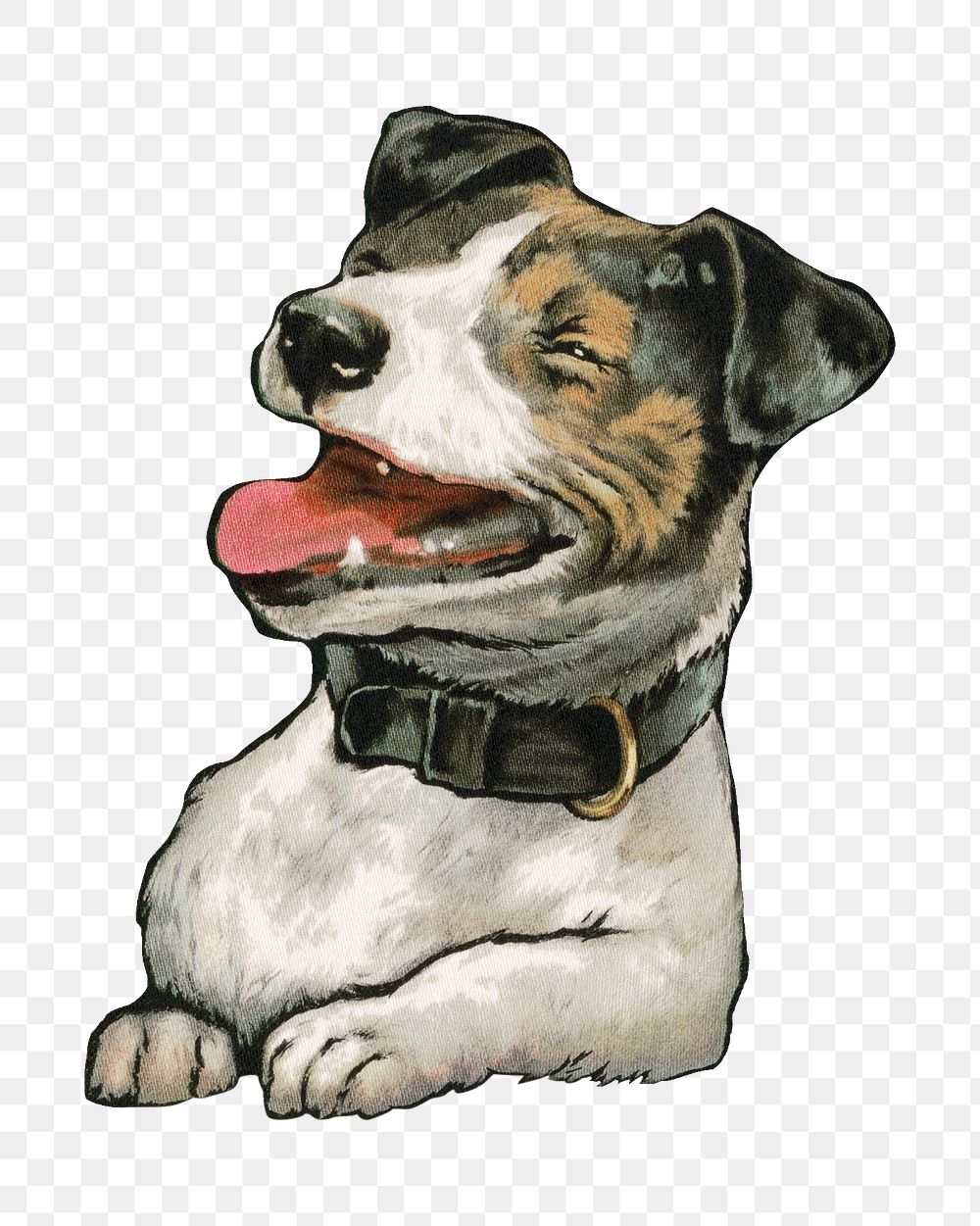 Vintage happy dog png, transparent background. Remixed by rawpixel. 