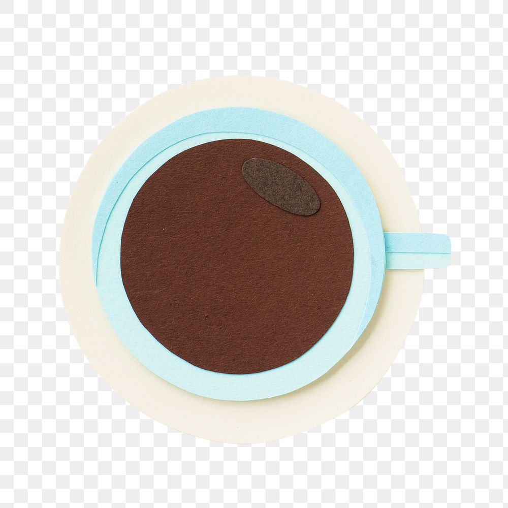 Coffee png element, paper craft design on transparent background