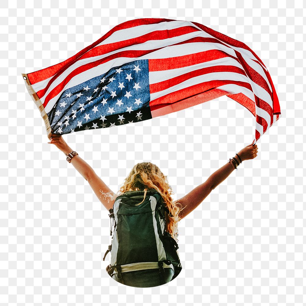 Backpack traveling png America, transparent background