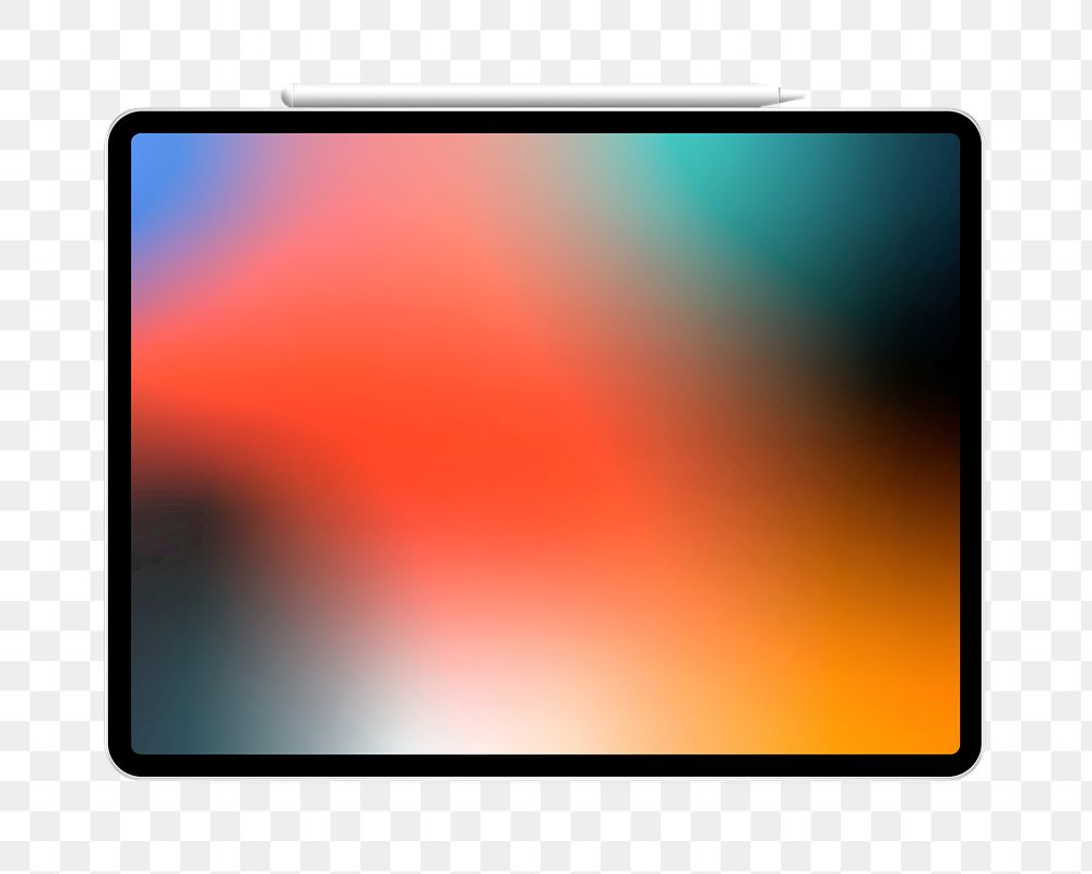 Tablet png gradient screen, transparent background