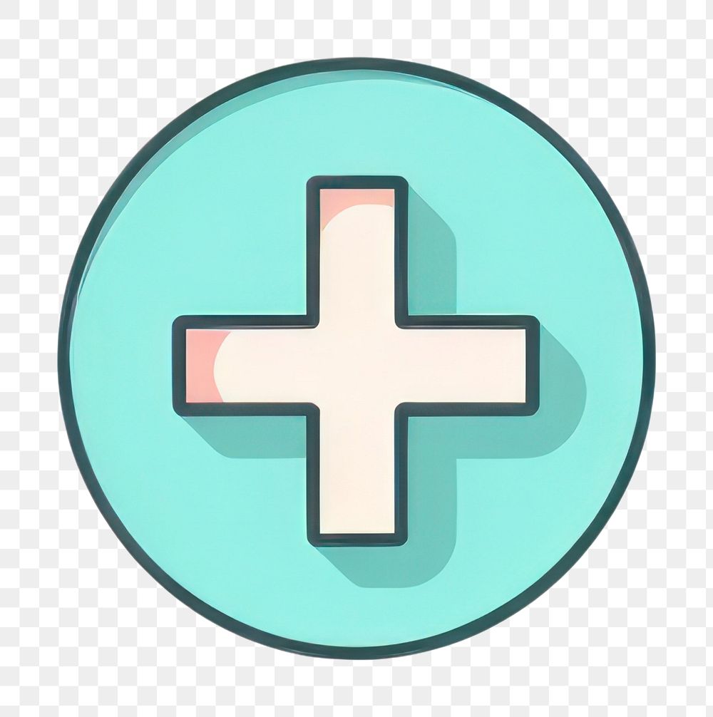 PNG  Health symbol logo turquoise. AI generated Image by rawpixel.