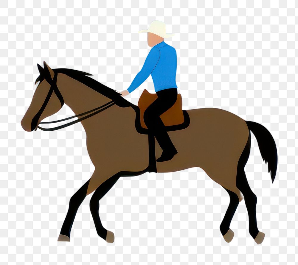 PNG Cowboy riding horse cartoon mammal animal. AI generated Image by rawpixel.