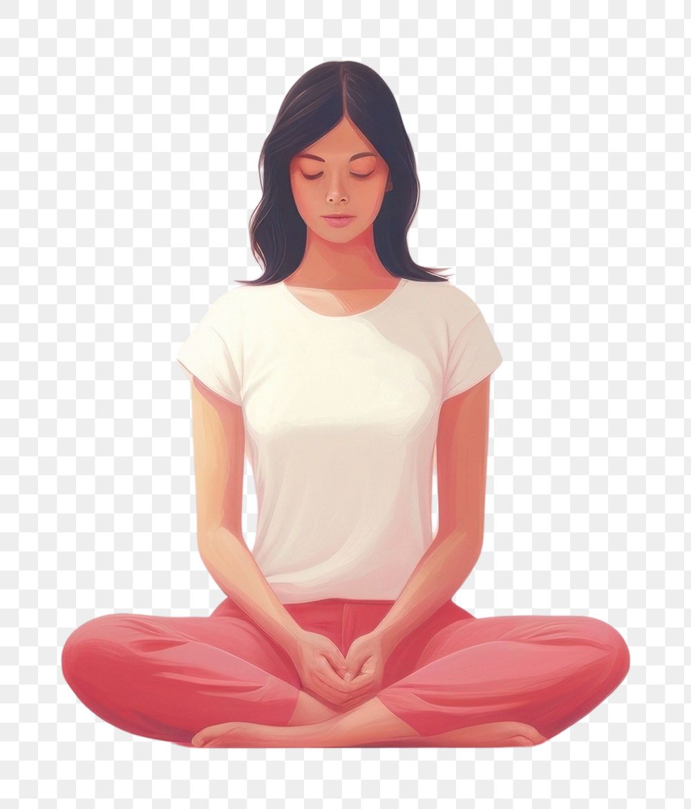 PNG Woman doing meditation sitting sports adult. AI generated Image by rawpixel.