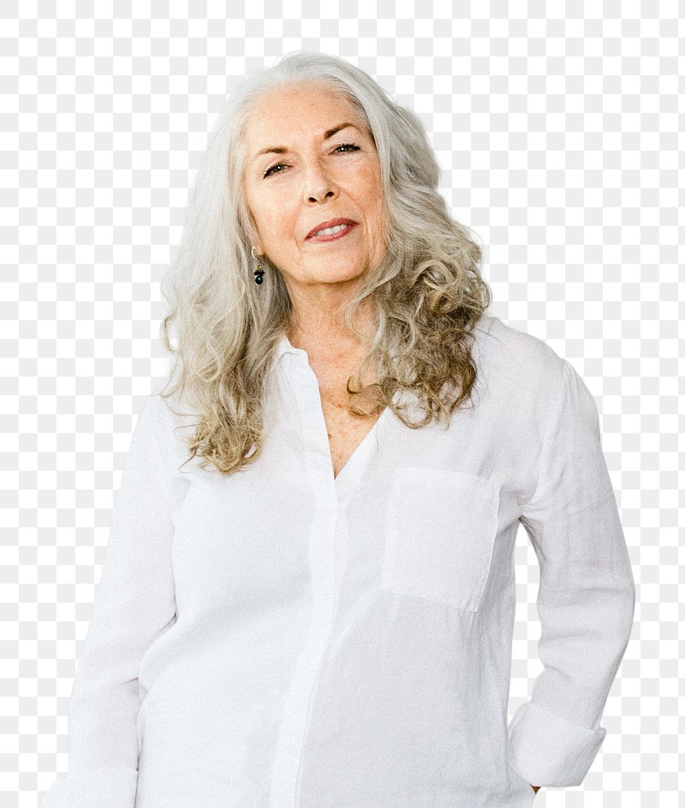 Senior businesswoman png sticker, transparent background