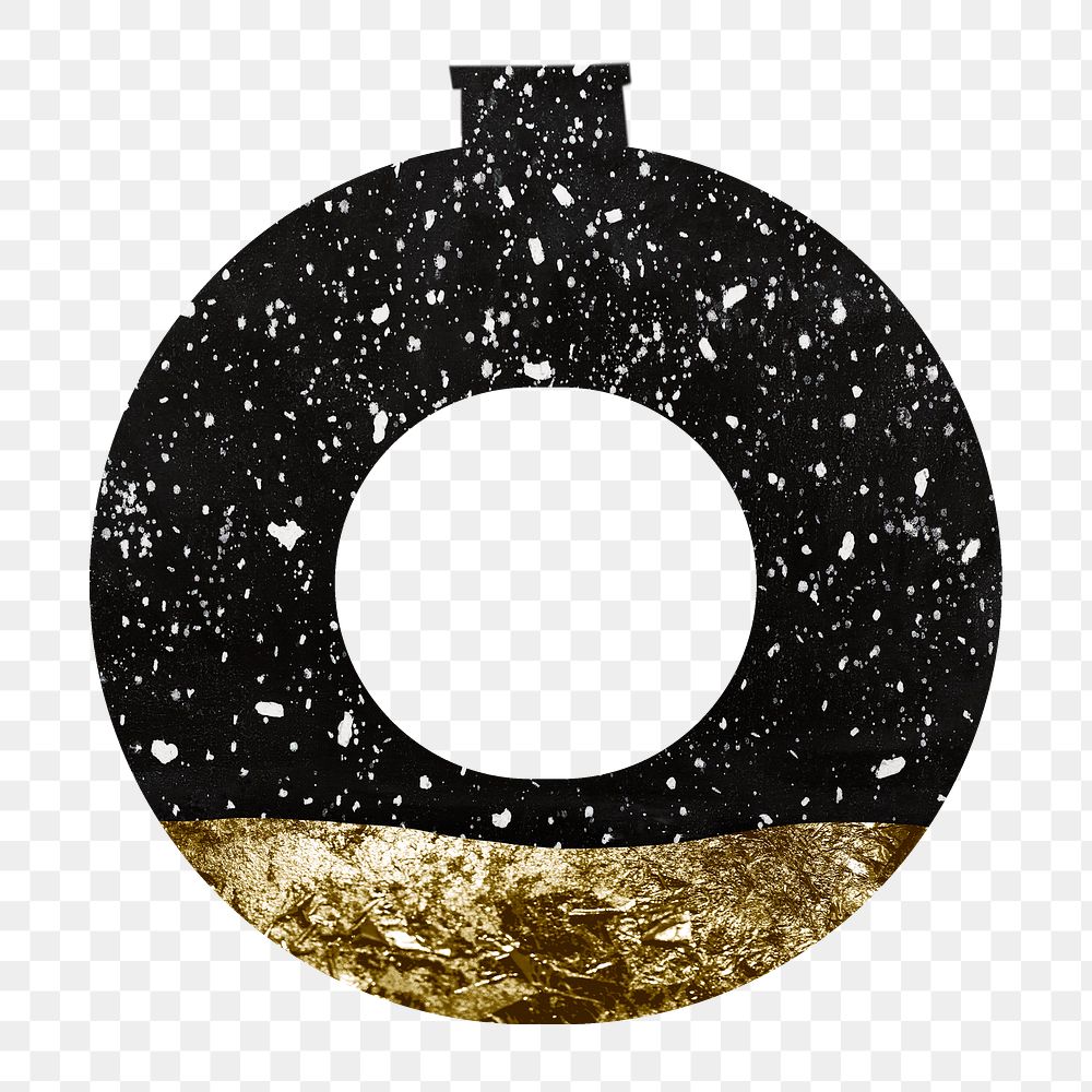 Kintsugi O-shape png vase sticker, gold aesthetic pottery on transparent background