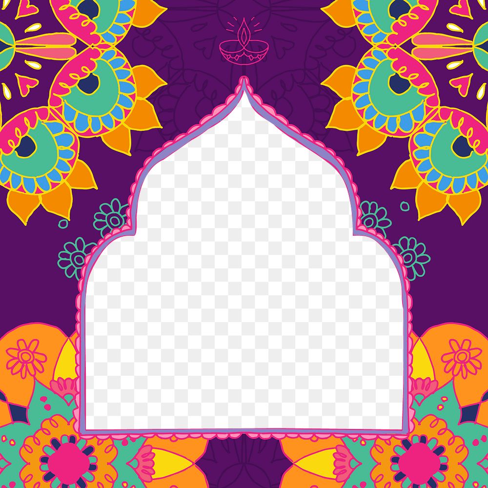 Png Diwali festival rangoli Indian transparent frame