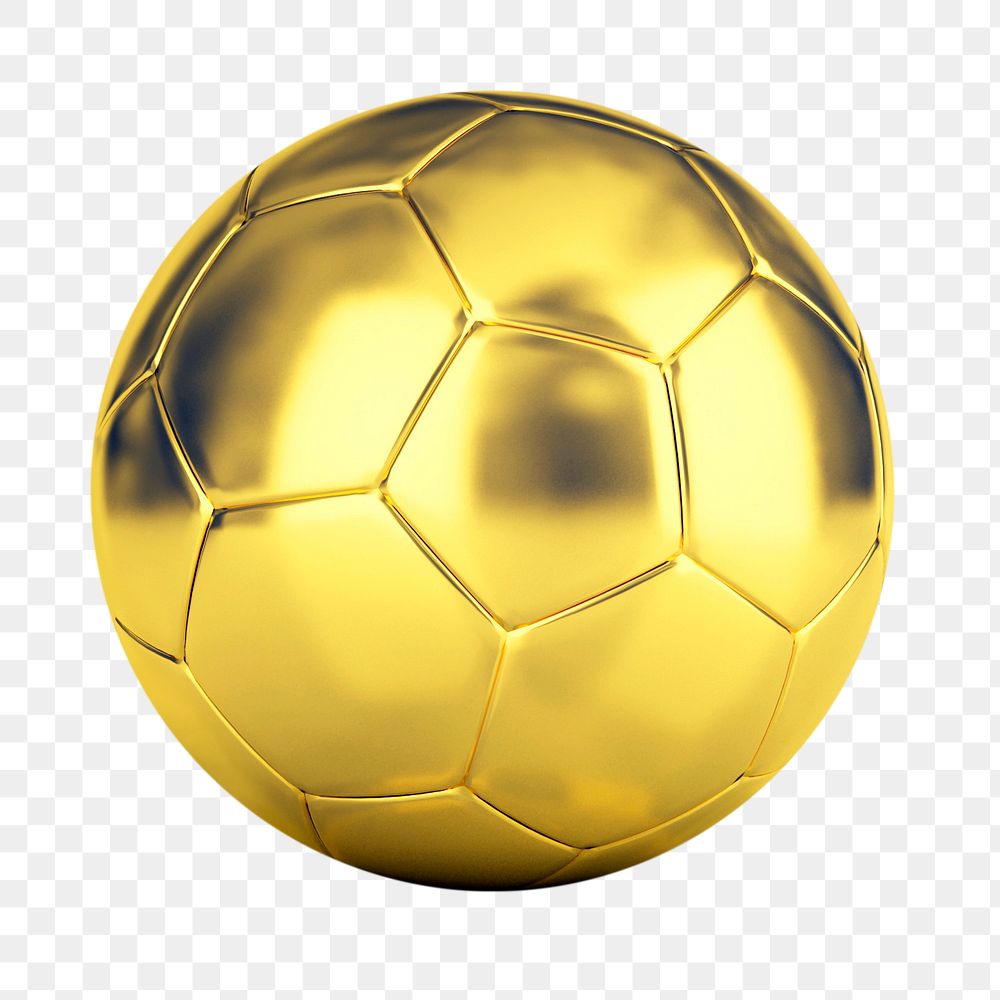 Gold football png sticker, sport equipment image on transparent background