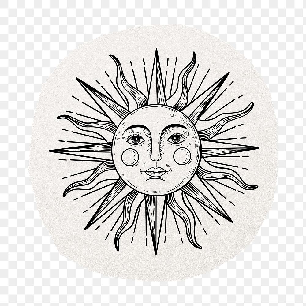 PNG spiritual sun illustration sticker, collage element in transparent background