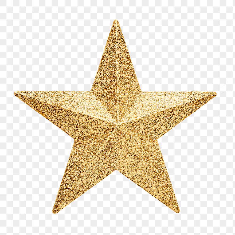 Gold star png sticker, transparent background