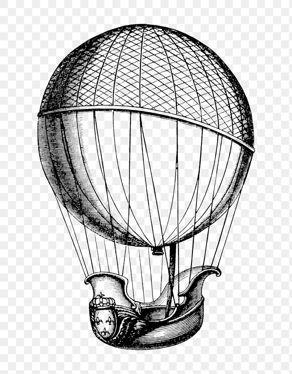Air balloon png sticker, hand drawn illustration, transparent background