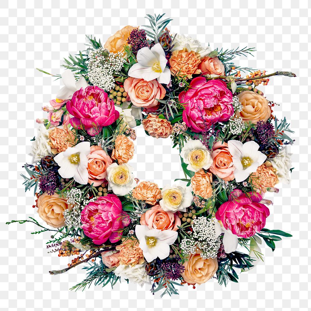Flower wreath png, collage element design