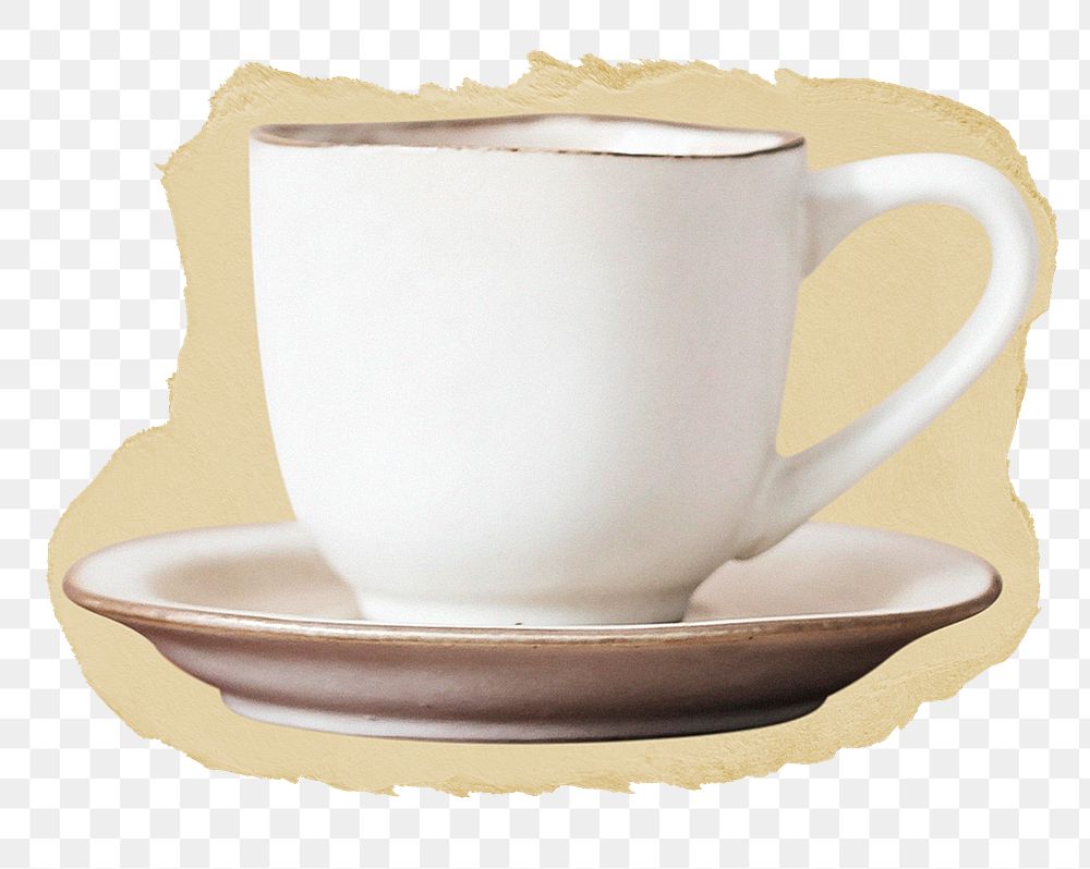 Coffee cup png sticker, food & drink torn paper, transparent background