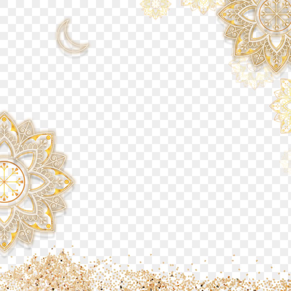Gold arabesque patterned frame transparent png
